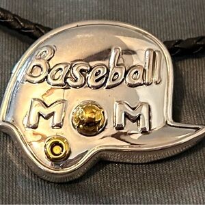 Baseball Mom Silver and Gold Pendant (can be worn as a pin or on a necklace)